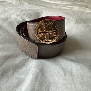 Tory Burch Reversible Leather Belt with Gold Buckle